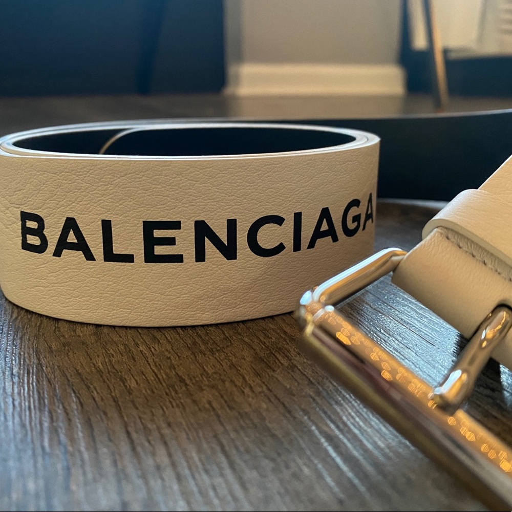 White Leather Balenciaga Belt